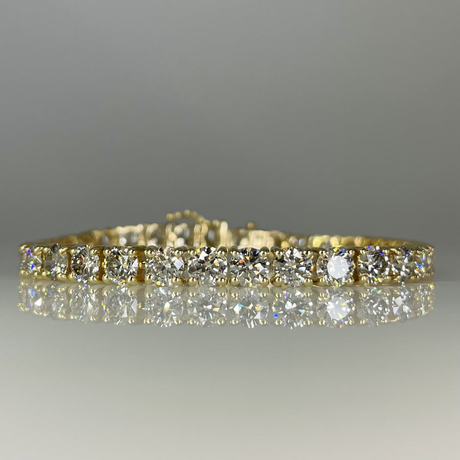 14K Yellow Gold Lab Grown Round Diamond Tennis Bracelet 11.25ct