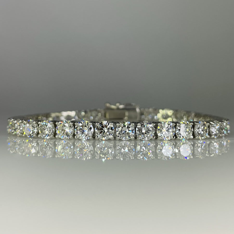 14K White Gold Lab Grown Round Diamond Tennis Bracelet 13.80ct