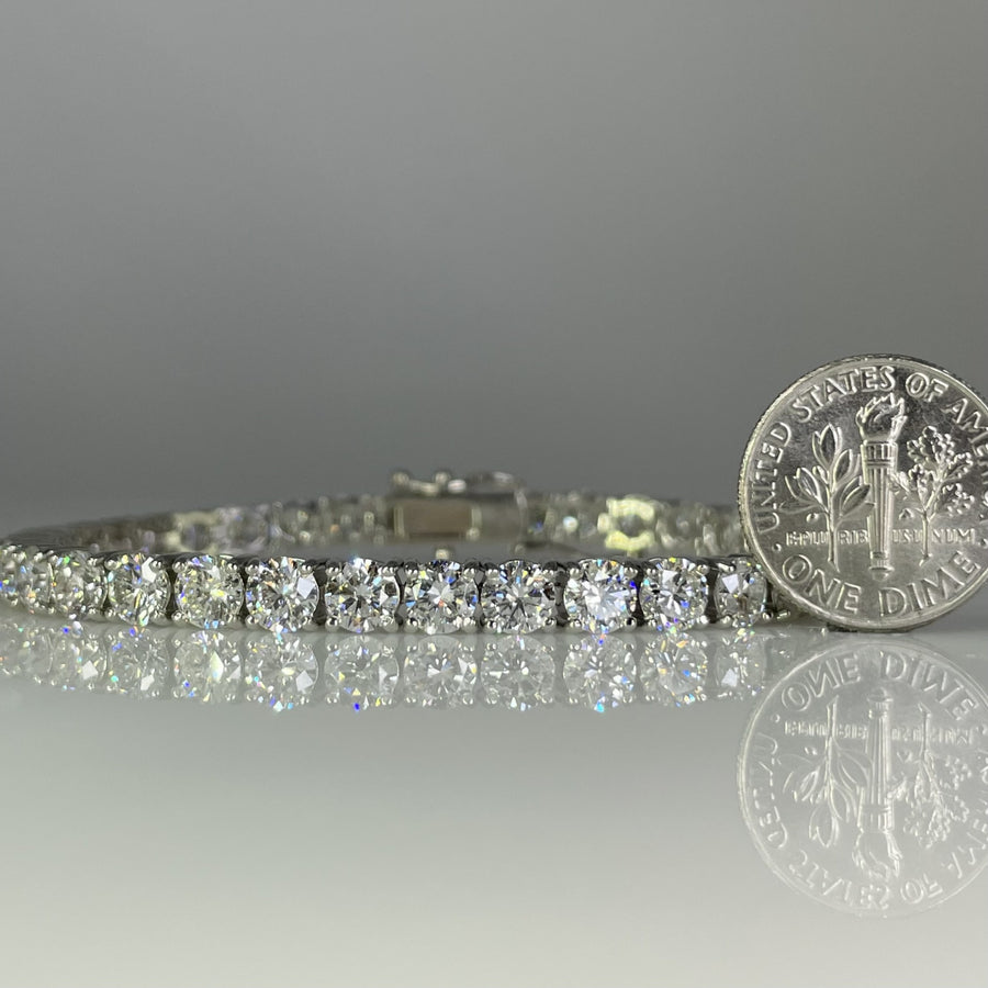 14K White Gold Lab Grown Round Diamond Tennis Bracelet 13.80ct