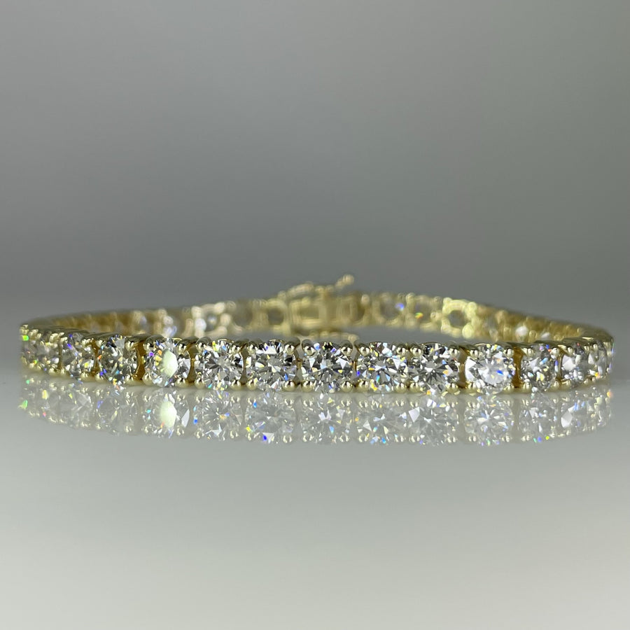 14K Yellow Gold Lab Grown Round Tennis Bracelet 14.70ct