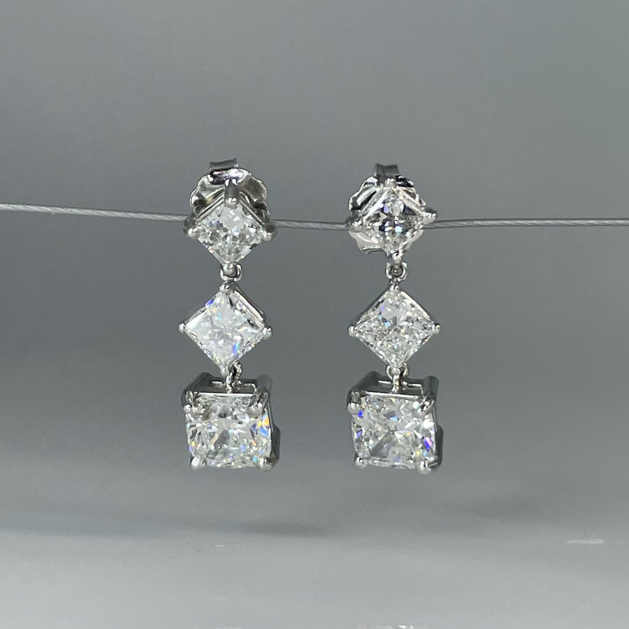 14K White Gold Lab Grown Diamond Dangle Earrings 3.37ct