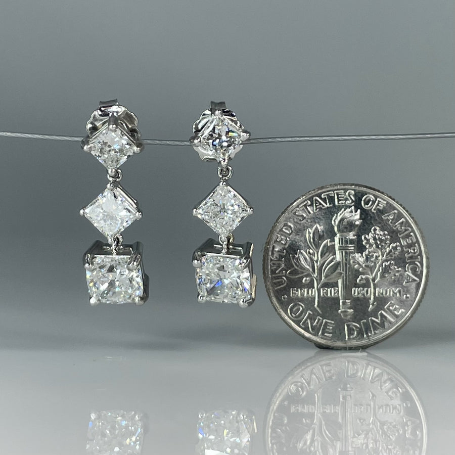 14K White Gold Lab Grown Diamond Dangle Earrings 3.37ct