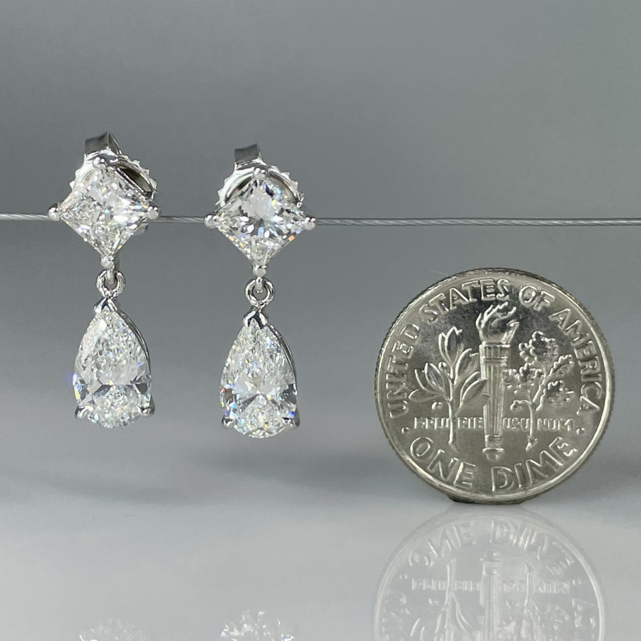 14K White Gold Pear Lab Grown Diamond Drop Earrings 3.27 E/F VS