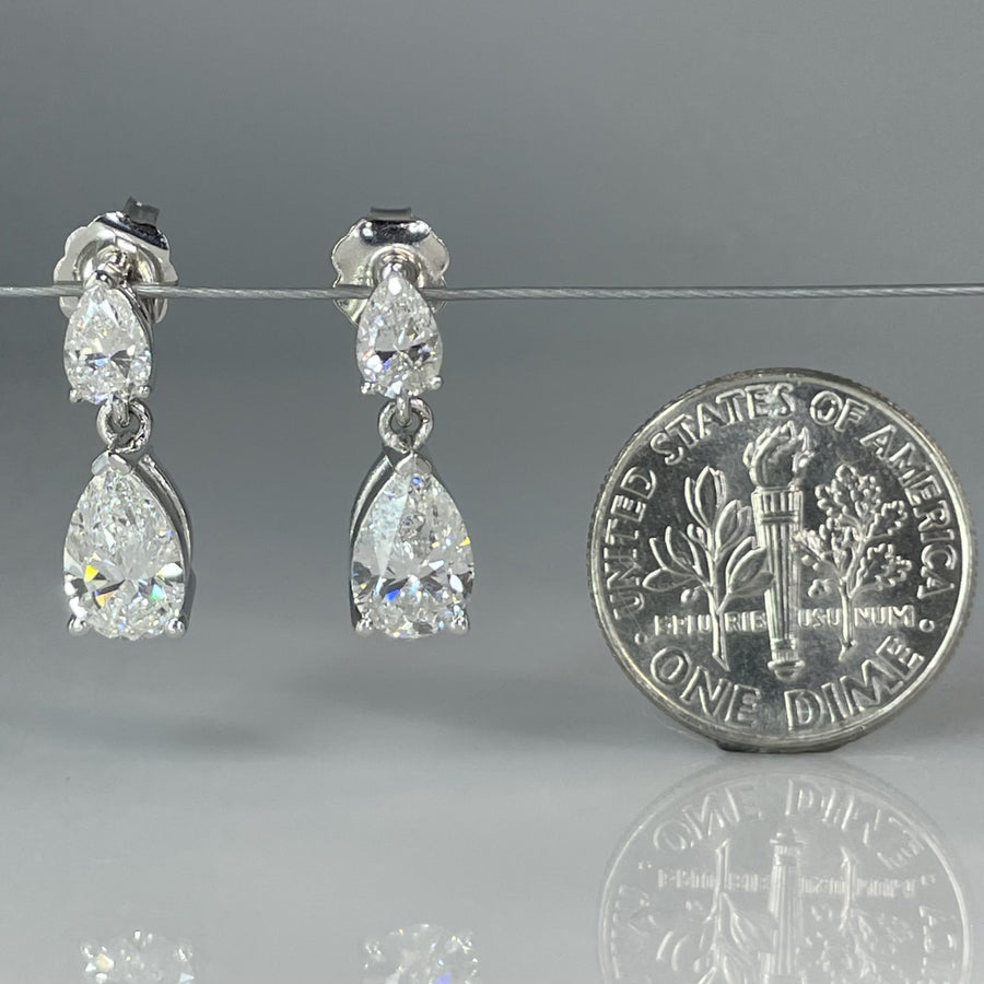 14K White Gold Pear Lab Grown Diamond Drop Earrings 2.46ct