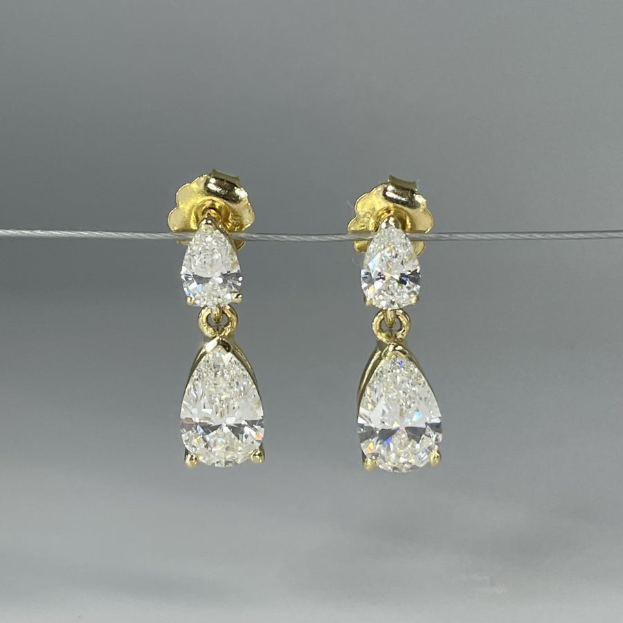 14K Yellow Gold Pear Lab Grown Diamond Drop Earrings 2.46ct