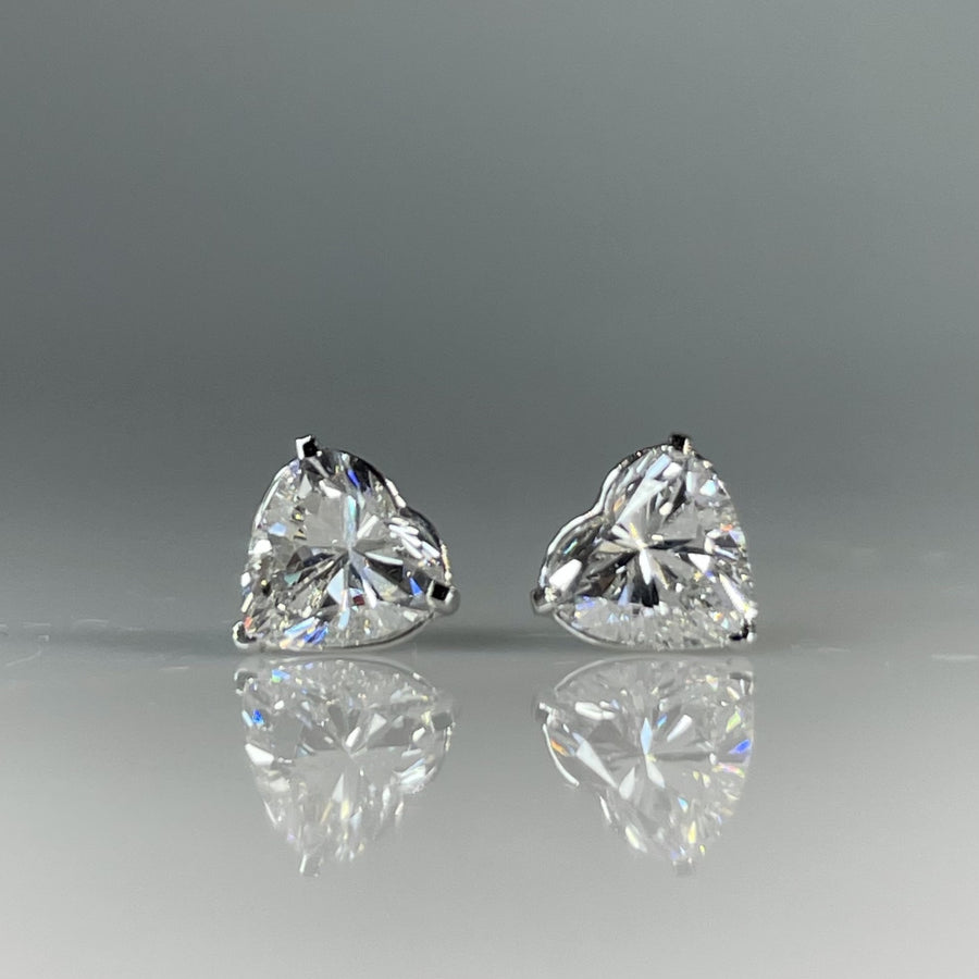 14K White Gold Lab Grown Heart Diamond Studs 1.45ct