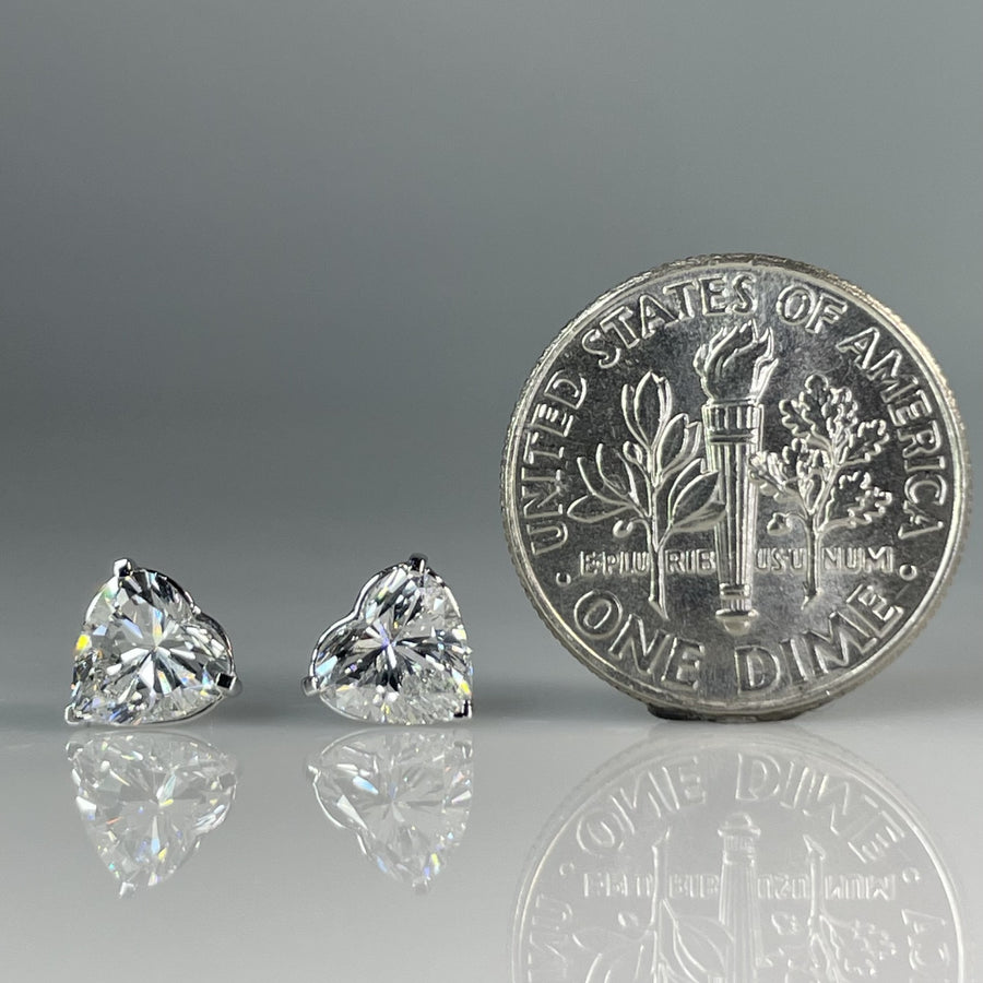 14K White Gold Lab Grown Heart Diamond Studs 1.45ct