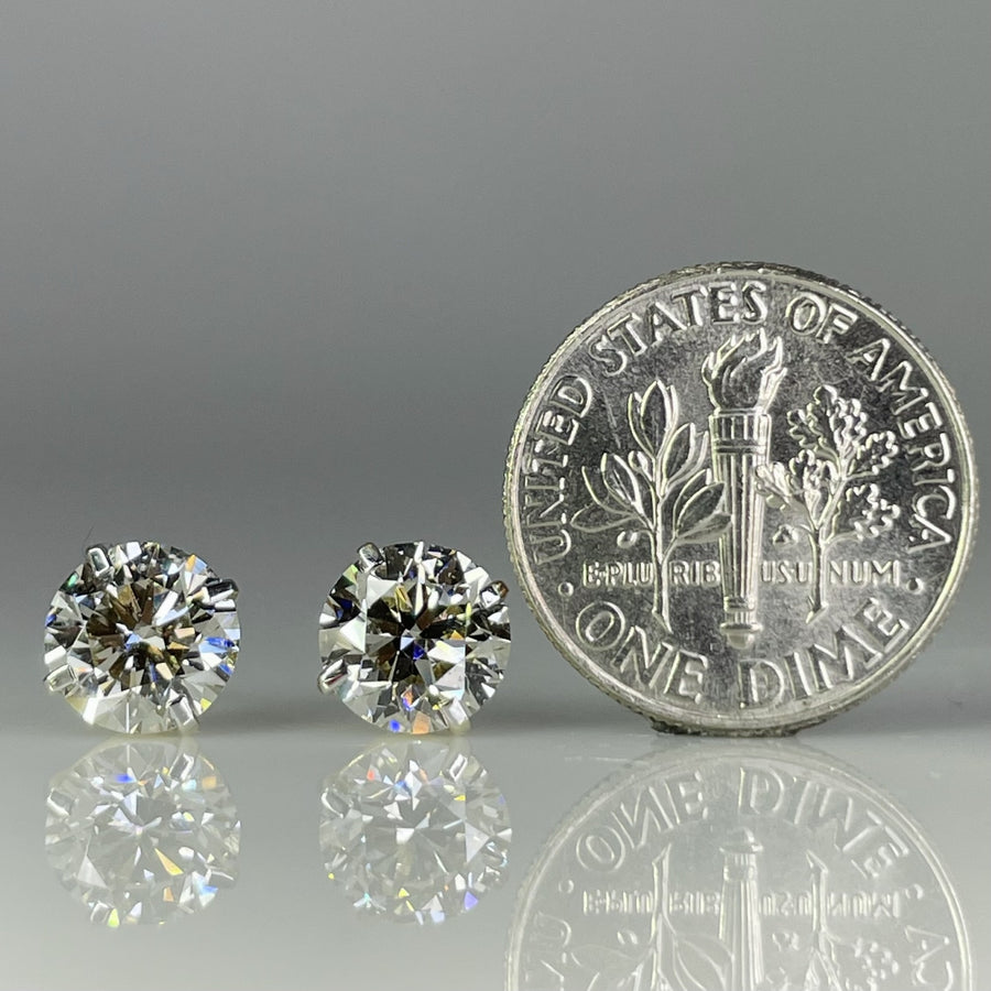 14K White Gold Lab Grown Round Diamond Stud Earrings 3.05ct J/VS