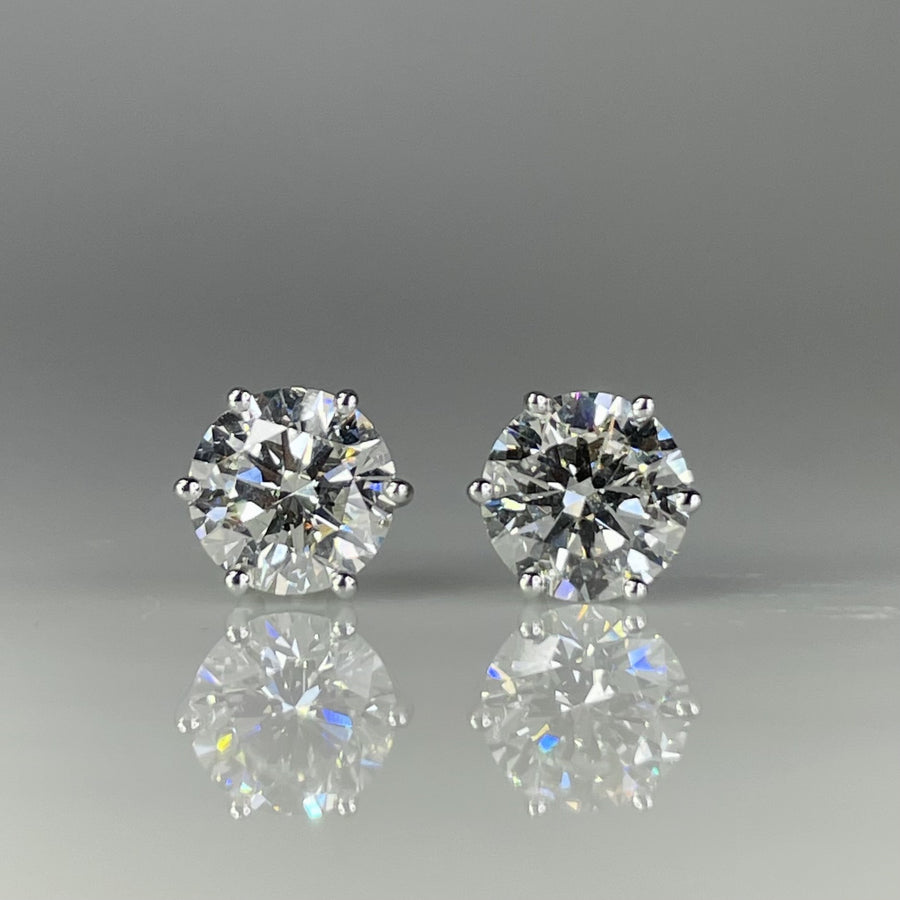 14K White Gold Lab Grown Round Diamond Stud Earrings 2.43ct