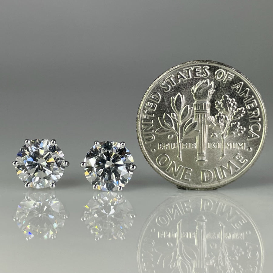 14K White Gold Lab Grown Round Diamond Stud Earrings 2.43ct