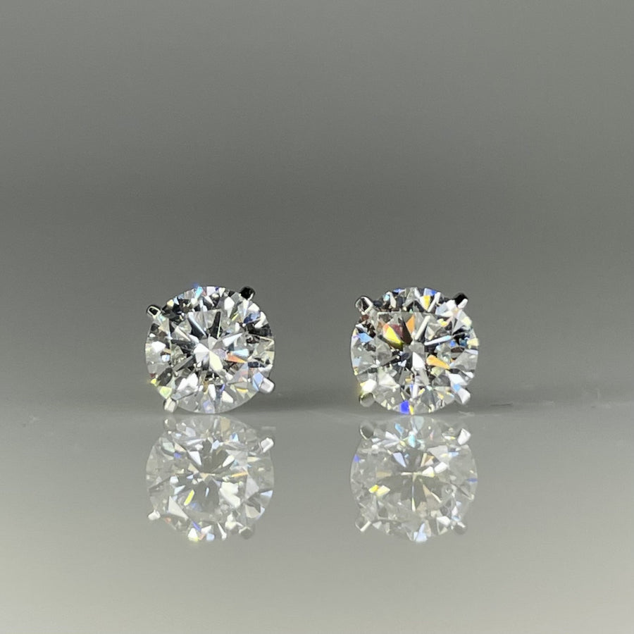 14K White Gold Lab Grown Round Diamond Stud Earrings 1.43ct F/G VVS/VS