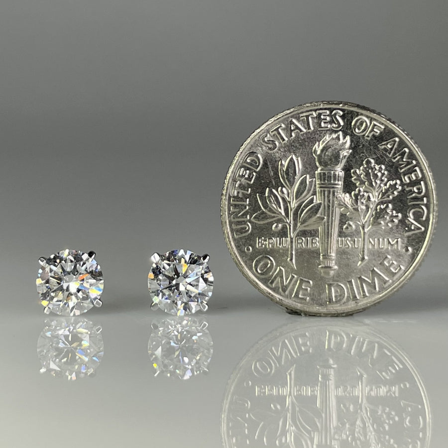 14K White Gold Lab Grown Round Diamond Stud Earrings 1.43ct F/G VVS/VS
