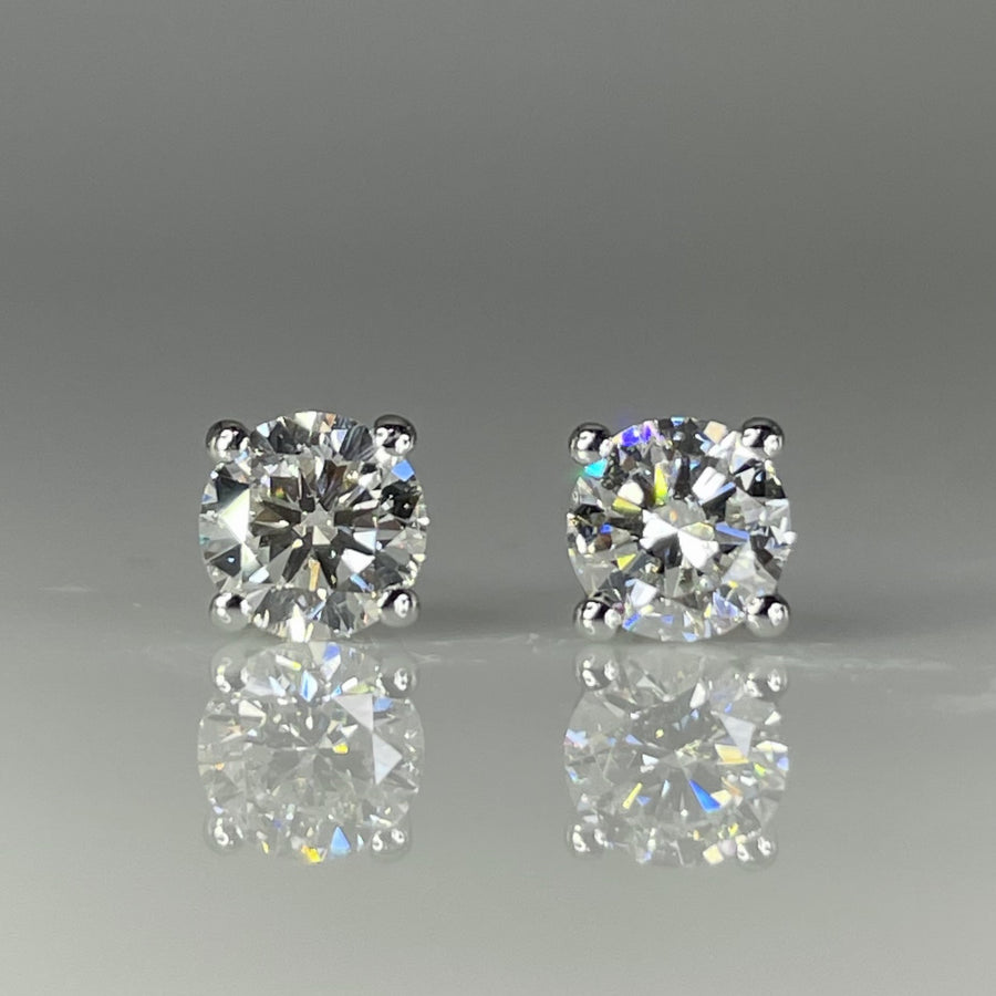14K White Gold Lab Grown Round Diamond Stud Earrings 1.17ct