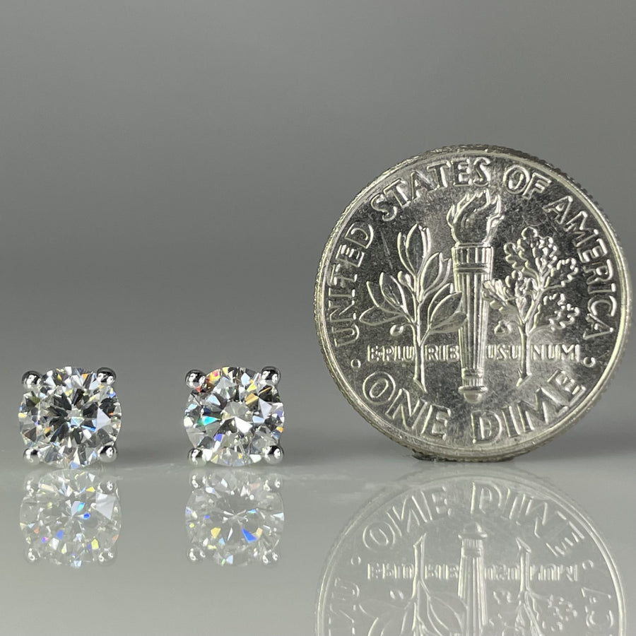 14K White Gold Lab Grown Round Diamond Stud Earrings 1.17ct