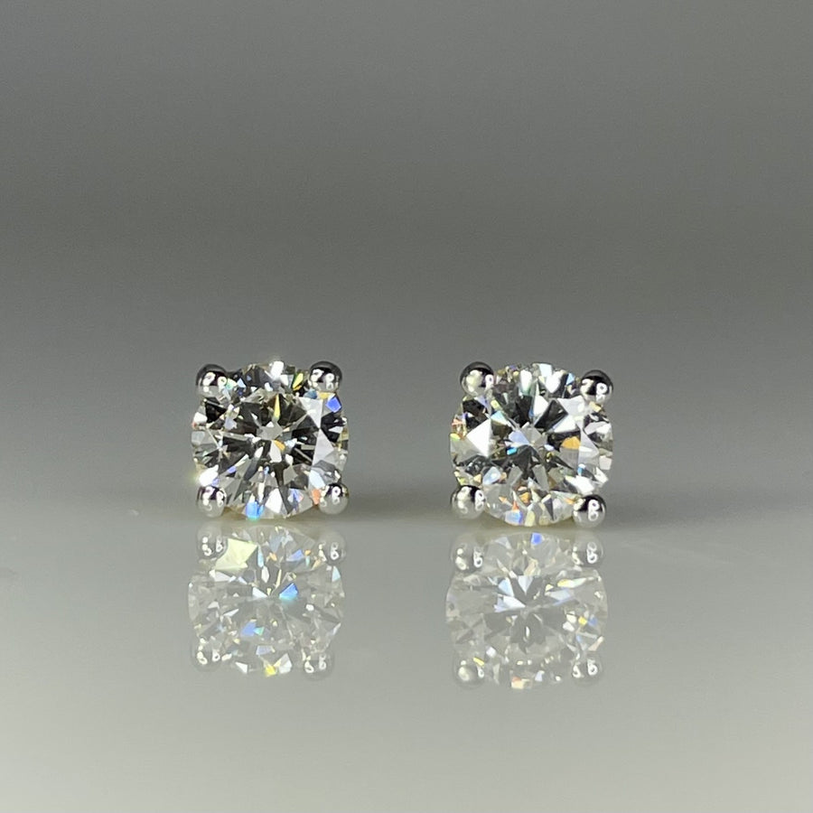 14K Yellow Gold Lab Grown Round Diamond Stud Earrings 1.26ct