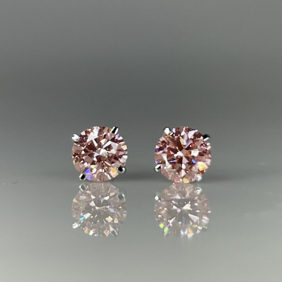 14K White Gold Pink Lab Grown Diamond Studs 1.19ct