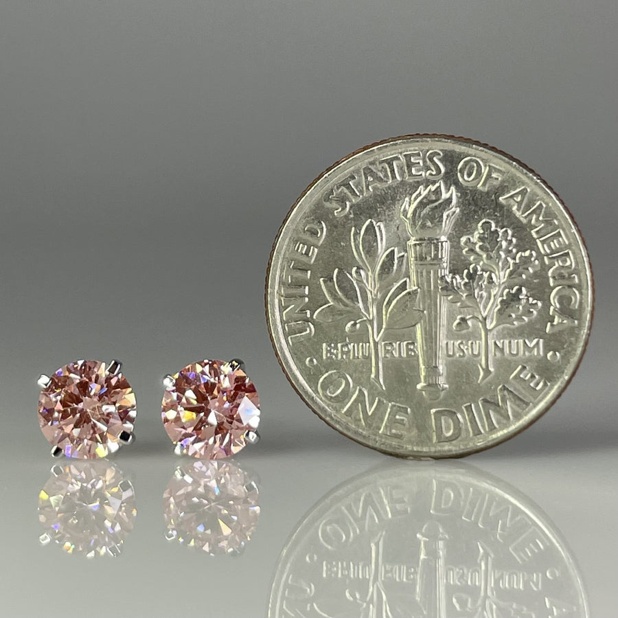 14K White Gold Pink Lab Grown Diamond Studs 1.19ct