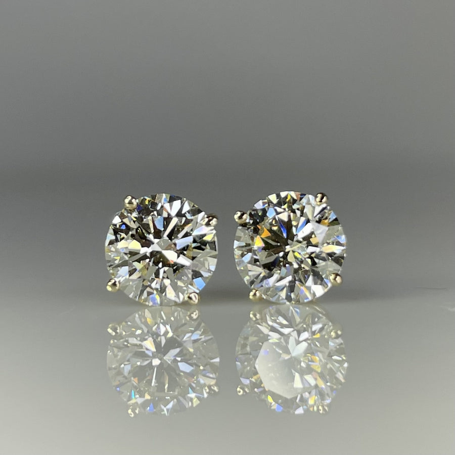 14K Yellow Gold Lab Diamond Stud Earrings 4.00ct I/VS1