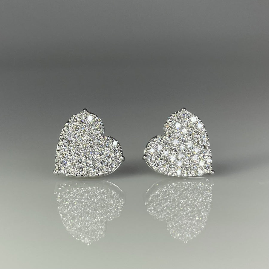 14K White Gold Heart Lab Grown Diamond Studs 0.60ct
