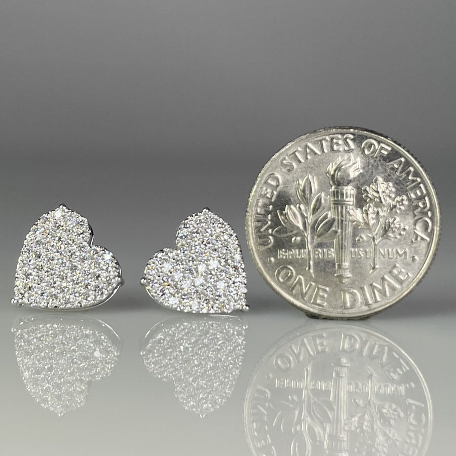 14K White Gold Heart Lab Grown Diamond Studs 0.60ct