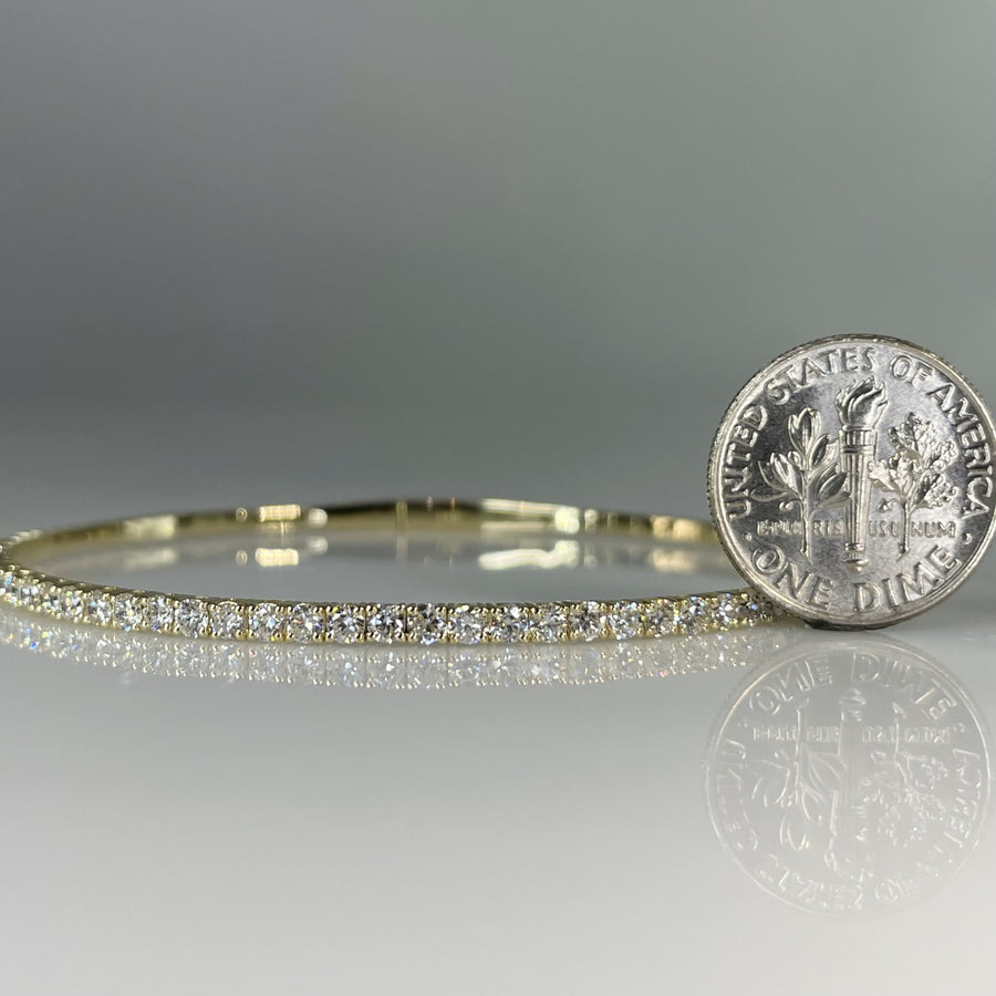 14K Yellow Gold Lab Grown Round Diamond Bangle Bracelet 1.67ct