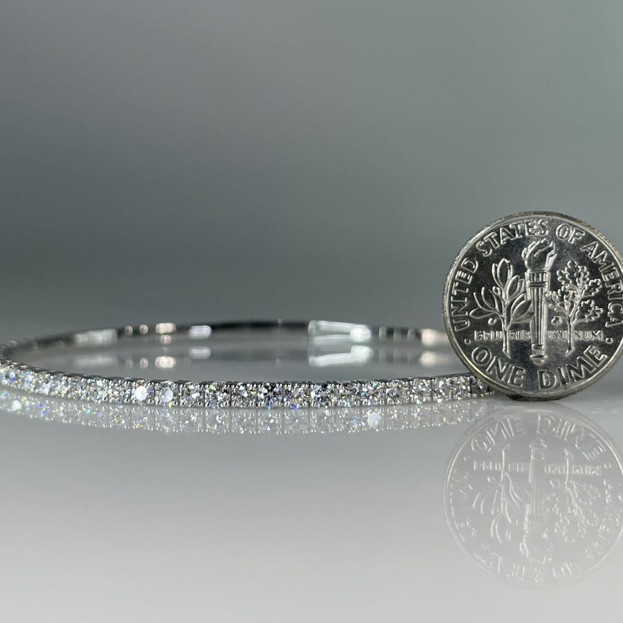 14K White Gold Lab Grown Round Diamond Bangle Bracelet 1.67ct