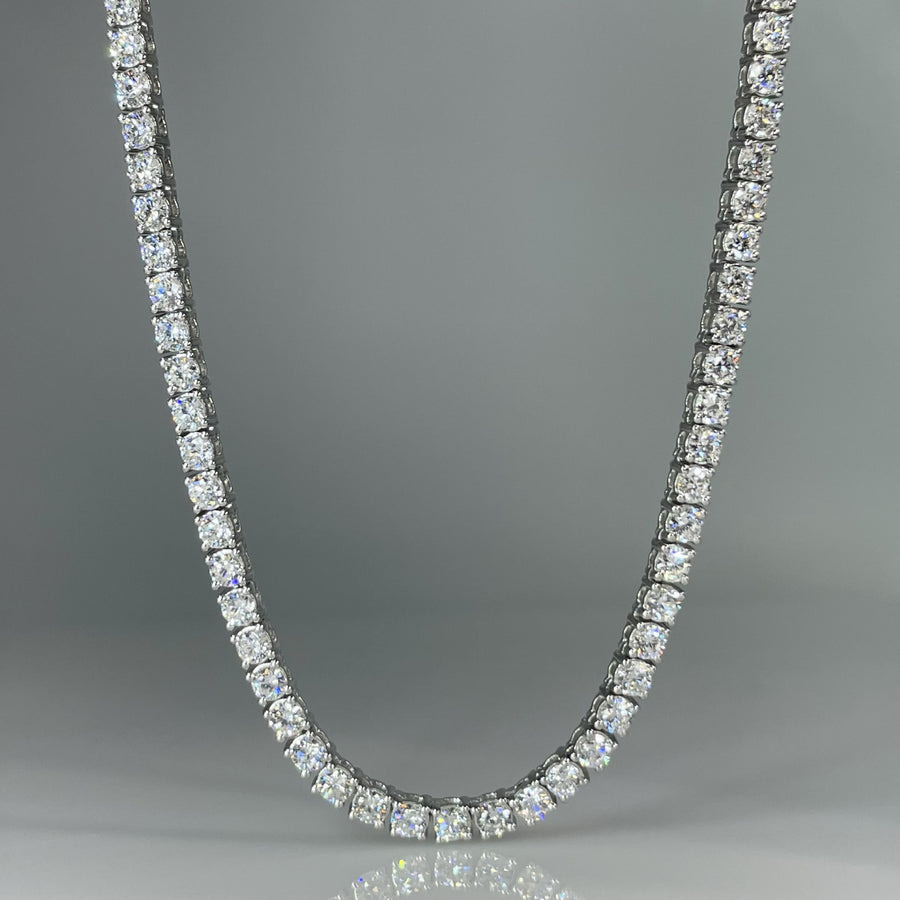 14K White Gold Lab Grown Round Diamond Tennis Necklace