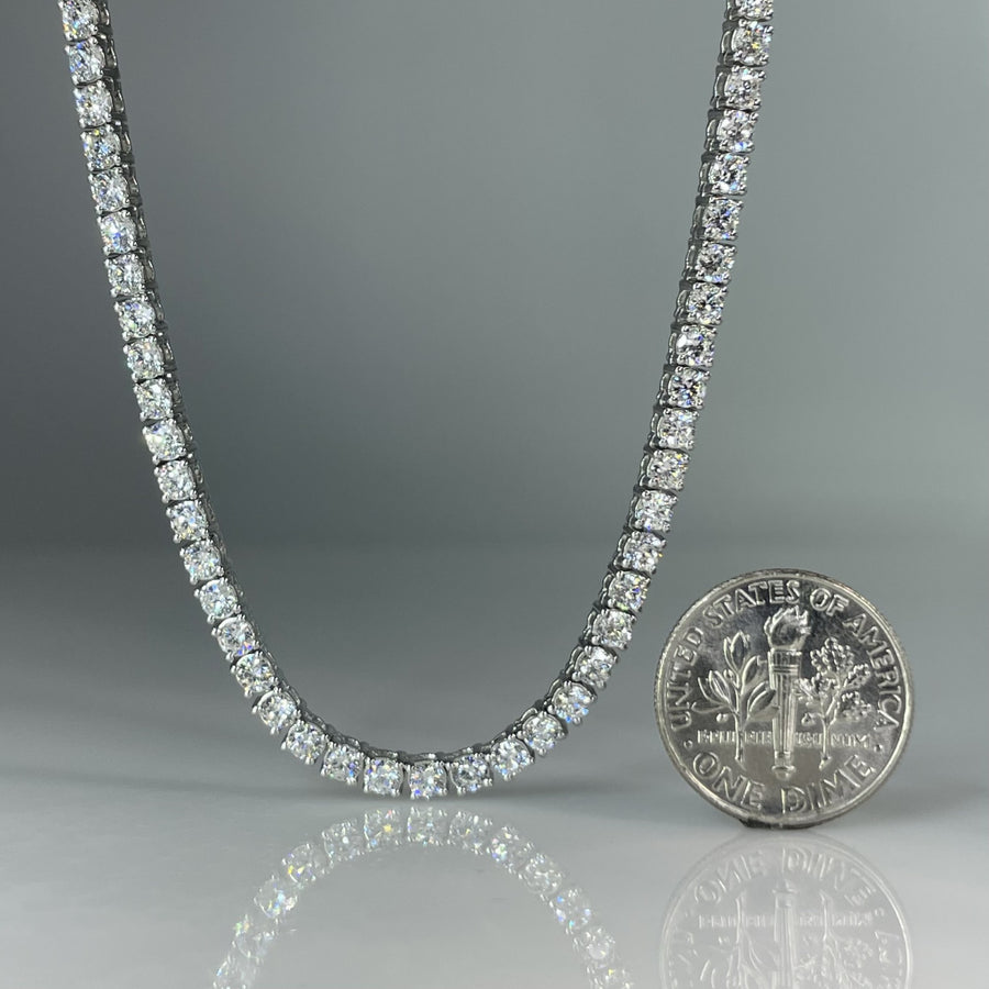 14K White Gold Lab Grown Round Diamond Tennis Necklace 10.71ct