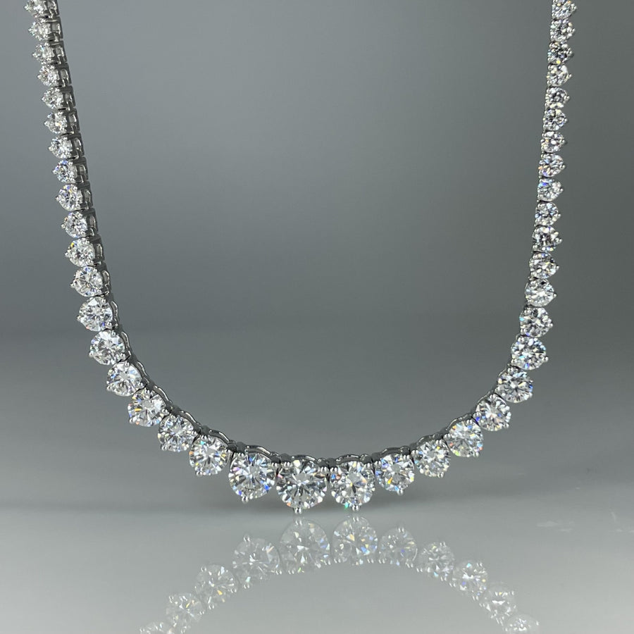 14K White Gold Lab Grown Round Diamond Necklace 10.09ct