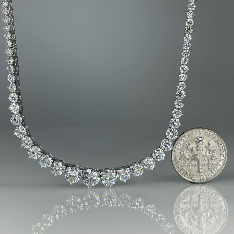 14K White Gold Lab Grown Round Diamond Necklace 10.09ct
