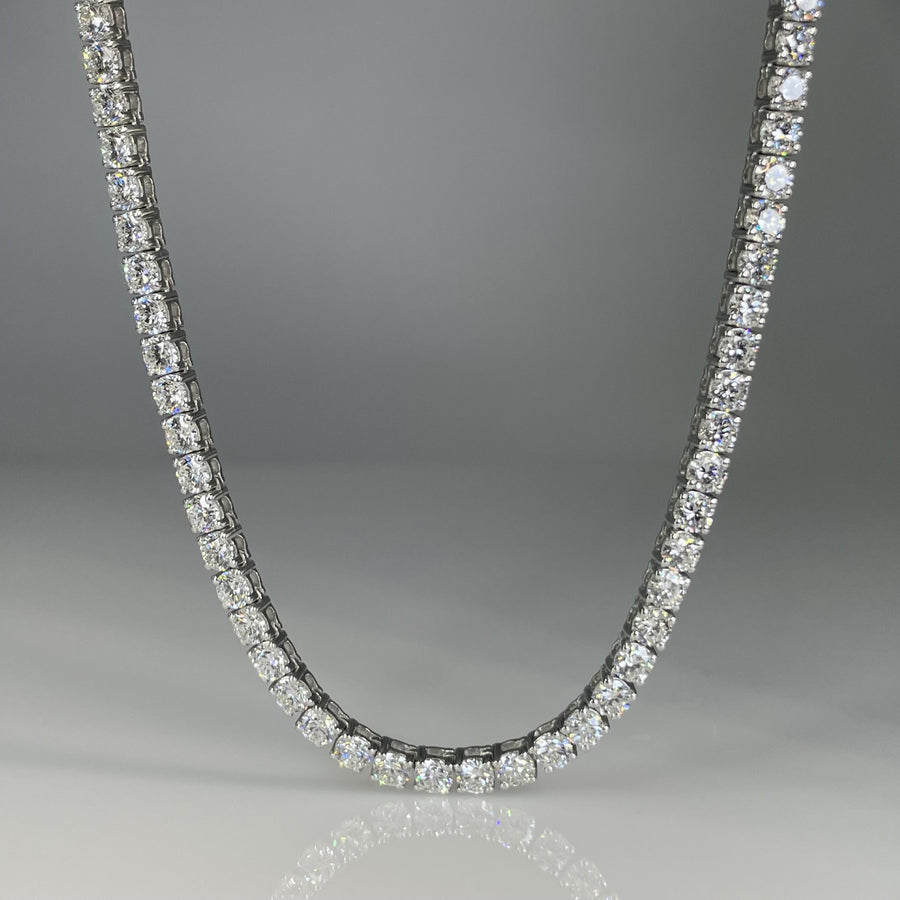 14K White Gold Lab Grown Round Diamond Necklace 4.21ct