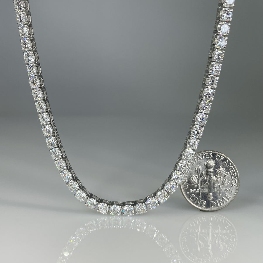 14K White Gold Lab Grown Round Diamond Necklace 4.21ct