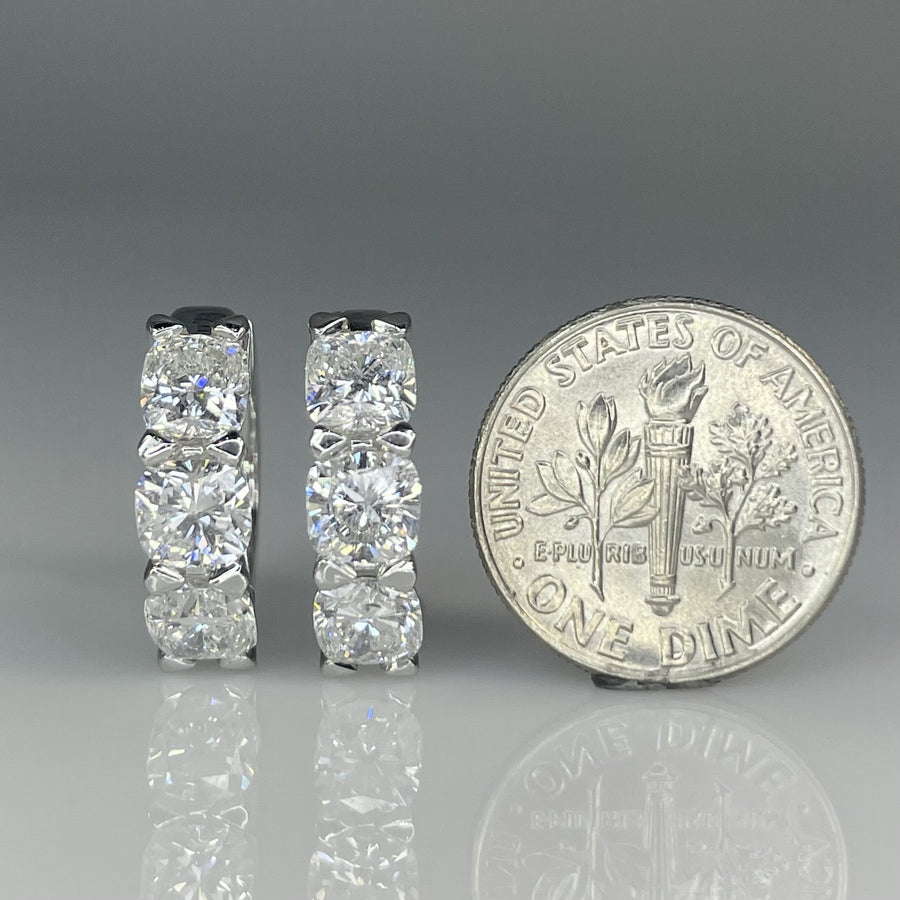 14K White Gold Lab Grown Triple White Diamond Huggie Earrings 3.71ct