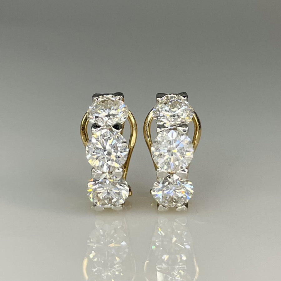 14K Yellow Gold Lab Grown Round Diamond Huggie Earrings 3.54ct