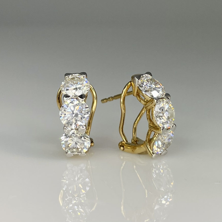 14K Yellow Gold Lab Grown Round Diamond Huggie Earrings 3.54ct