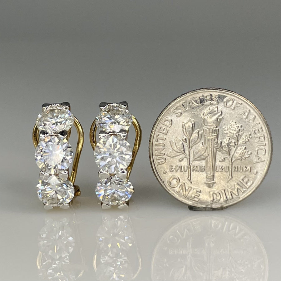 14K Yellow Gold Lab Grown Round Diamond Huggie Earrings 3.54ct