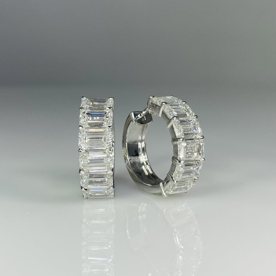14K White Gold Lab Grown Diamond Huggie Earrings 10.86ct