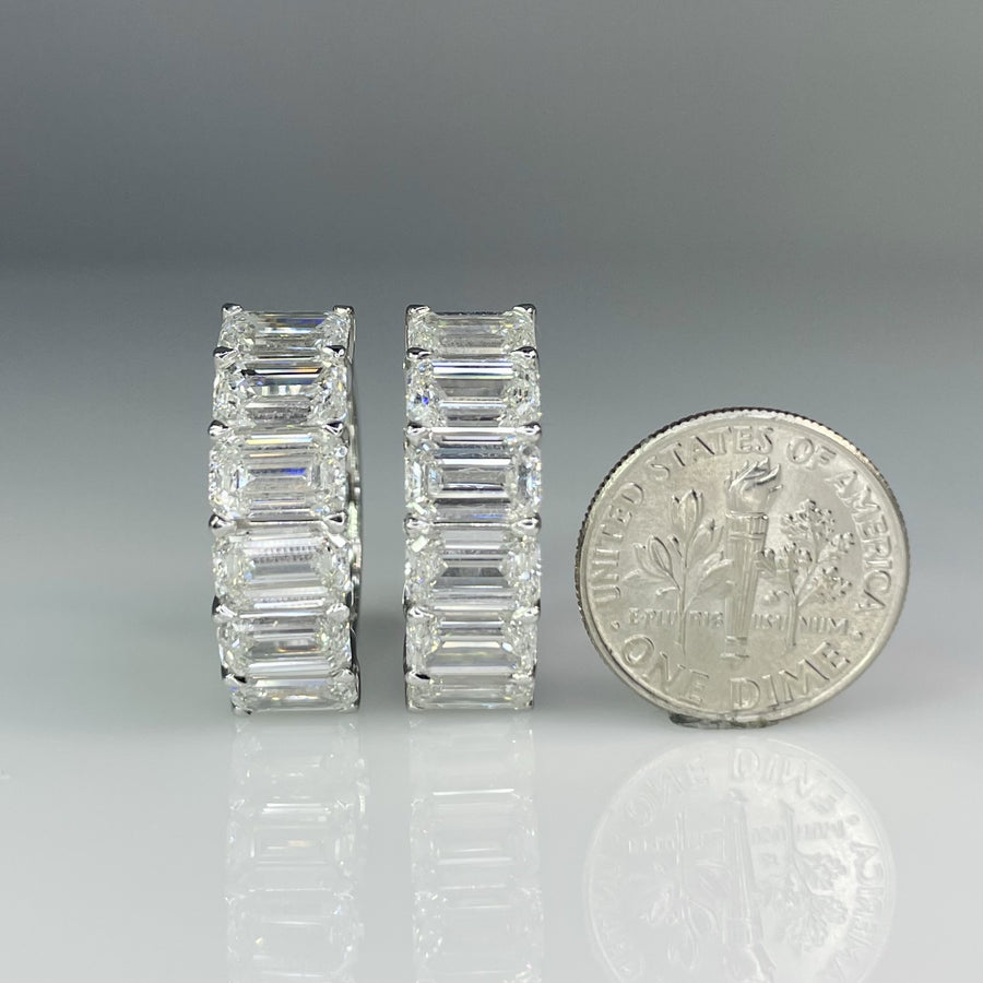 14K White Gold Lab Grown Diamond Huggie Earrings 10.86ct