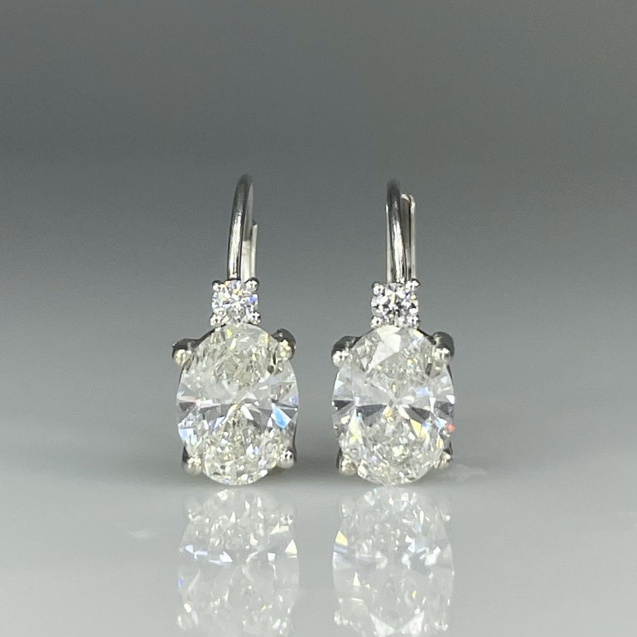 14K White Gold Lab Grown Oval Diamond Earrings 1.49ct