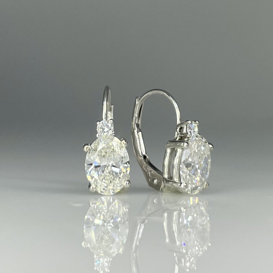 14K White Gold Lab Grown Oval Diamond Earrings 1.49ct
