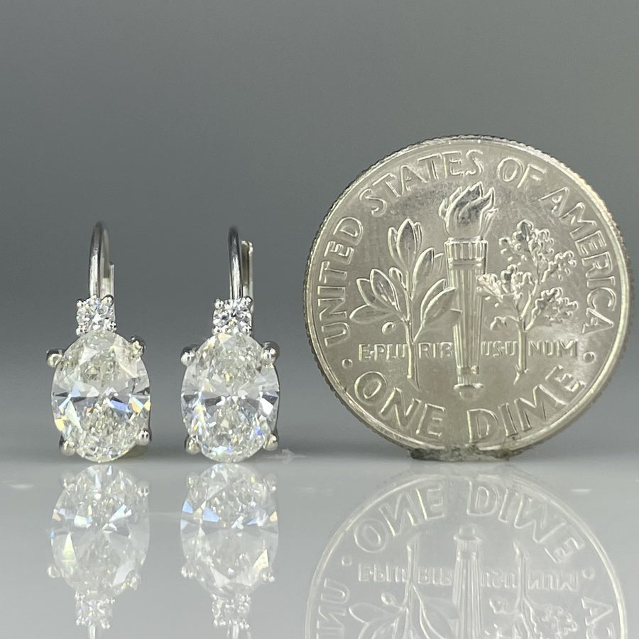 14K White Gold Lab Grown Oval Diamond Earrings 1.49ct