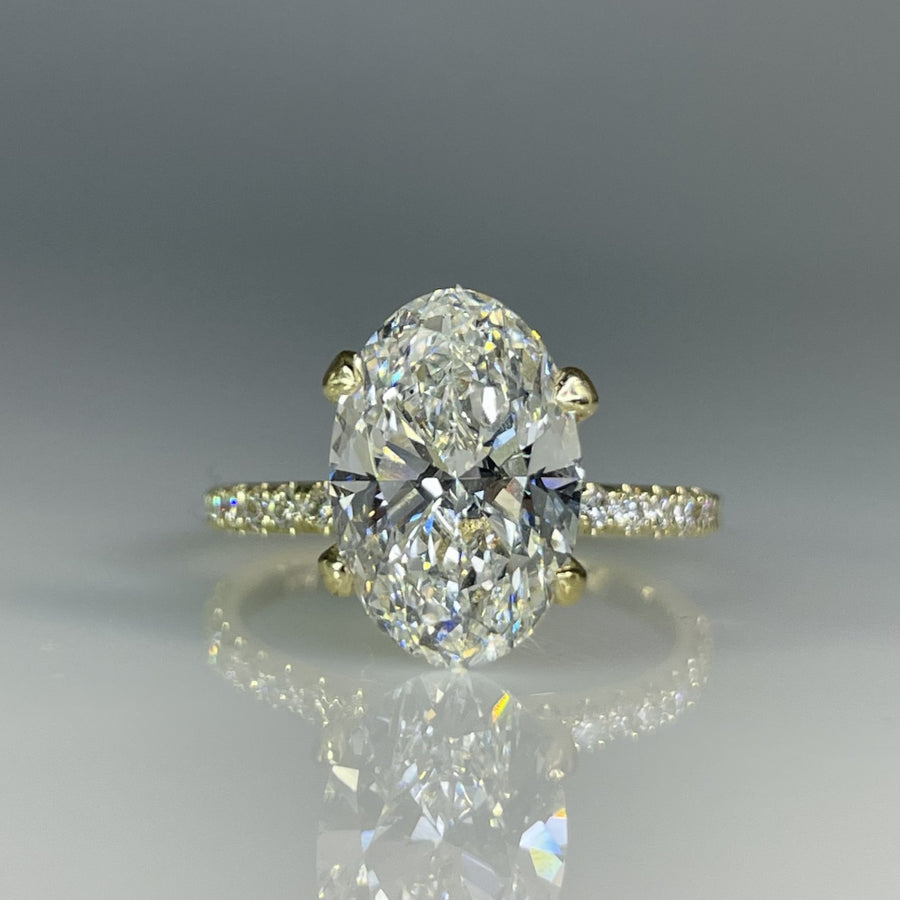 14K Yellow Gold Lab Grown Oval Cut Diamond Ring 3.62/0.31ct
