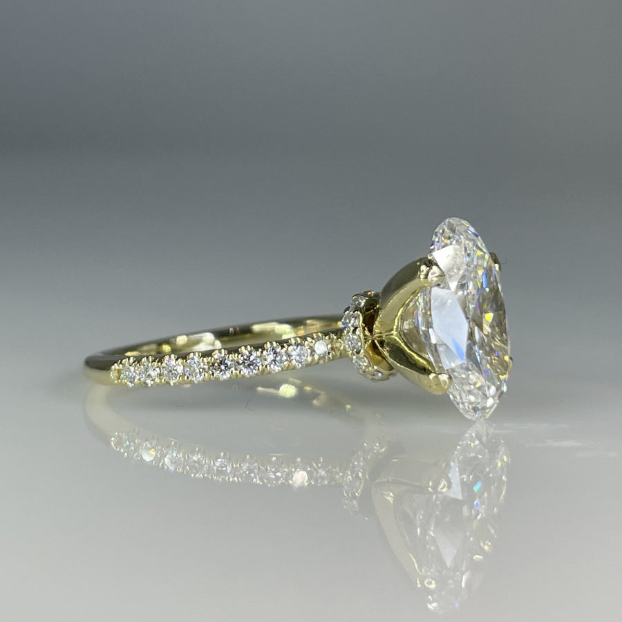 14K Yellow Gold Lab Grown Oval Cut Diamond Ring 3.62/0.31ct