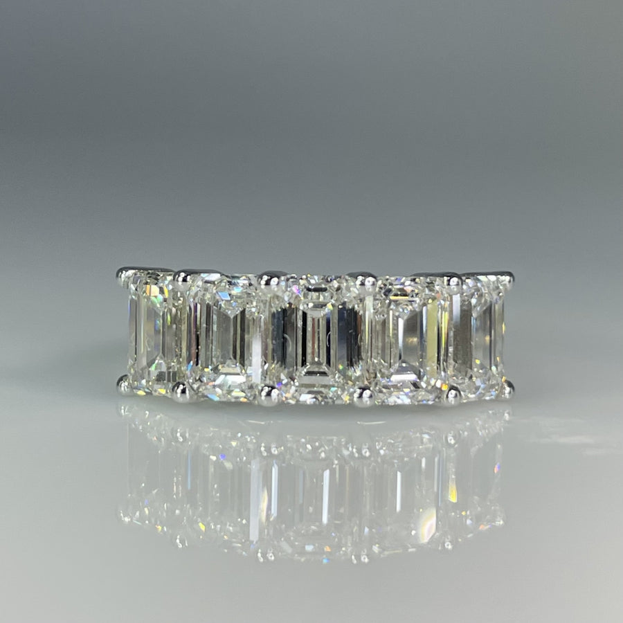14K White Gold Lab Grown Emerald Diamond Half Eternity Band 4.65ct