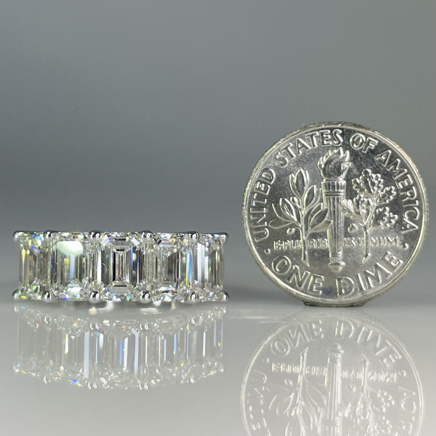 14K White Gold Lab Grown Emerald Diamond Half Eternity Band 4.65ct