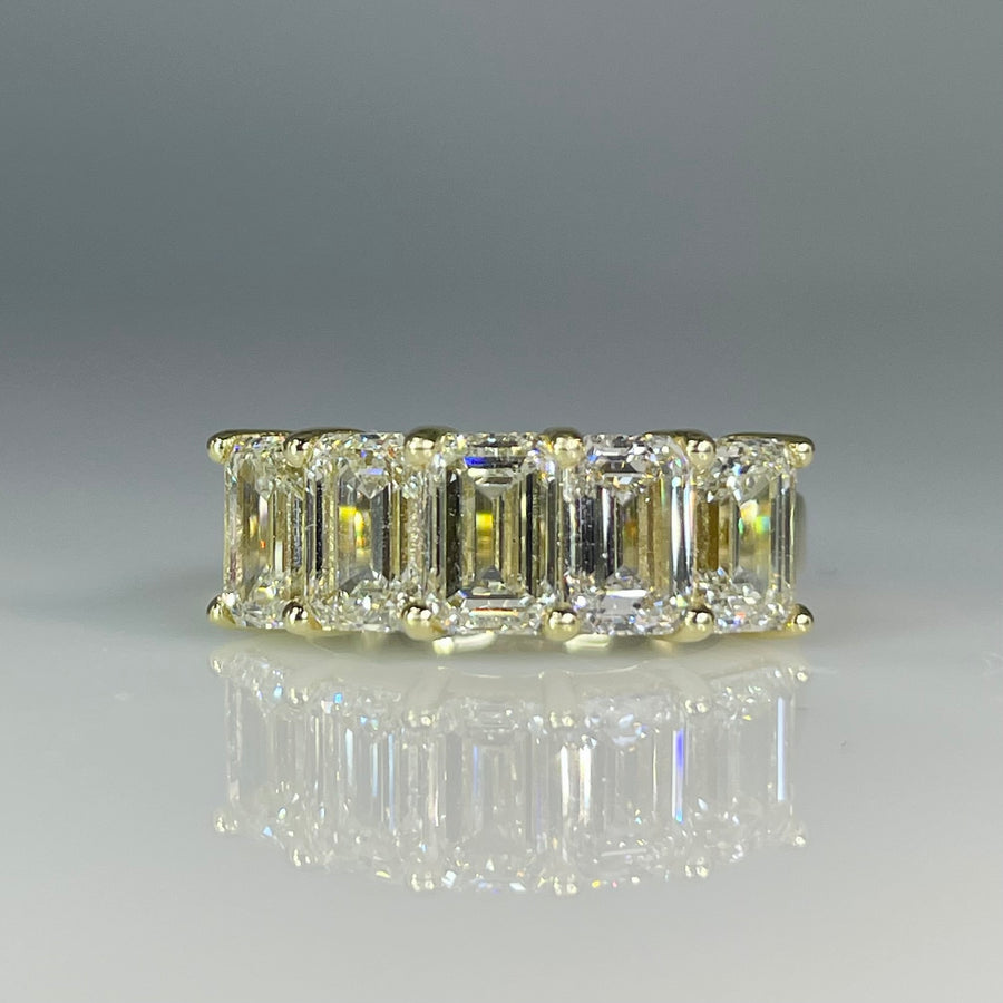 14K Yellow Gold Lab Grown Emerald Cut Diamond Half Band 4.69ct