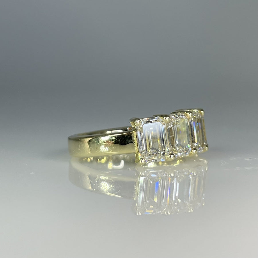 14K Yellow Gold Lab Grown Emerald Cut Diamond Half Band 4.69ct