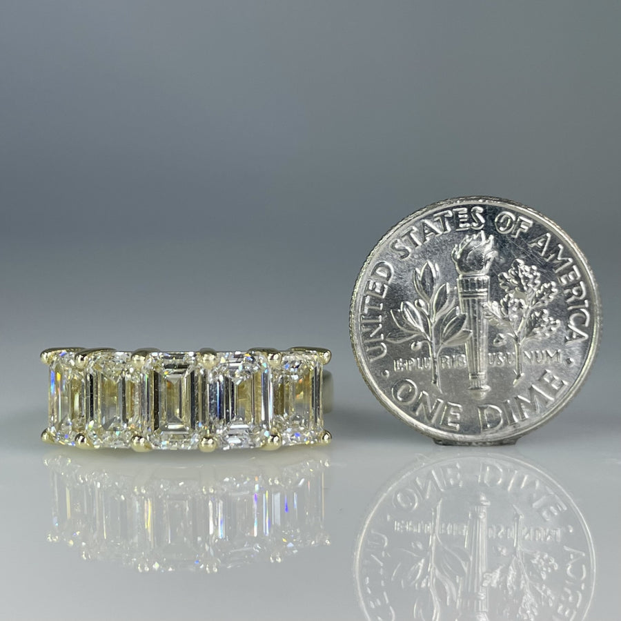 14K Yellow Gold Lab Grown Emerald Cut Diamond Half Band 4.69ct