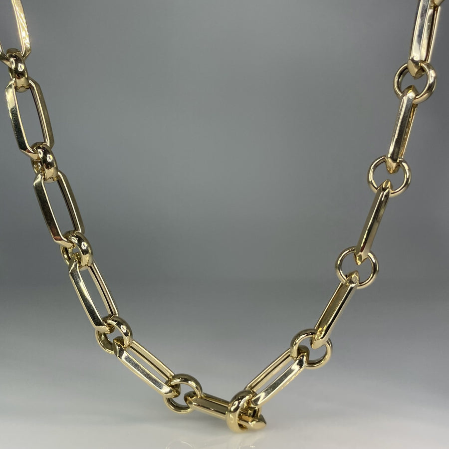 14K Yellow Gold Rounded Paperclip Chain 7mm