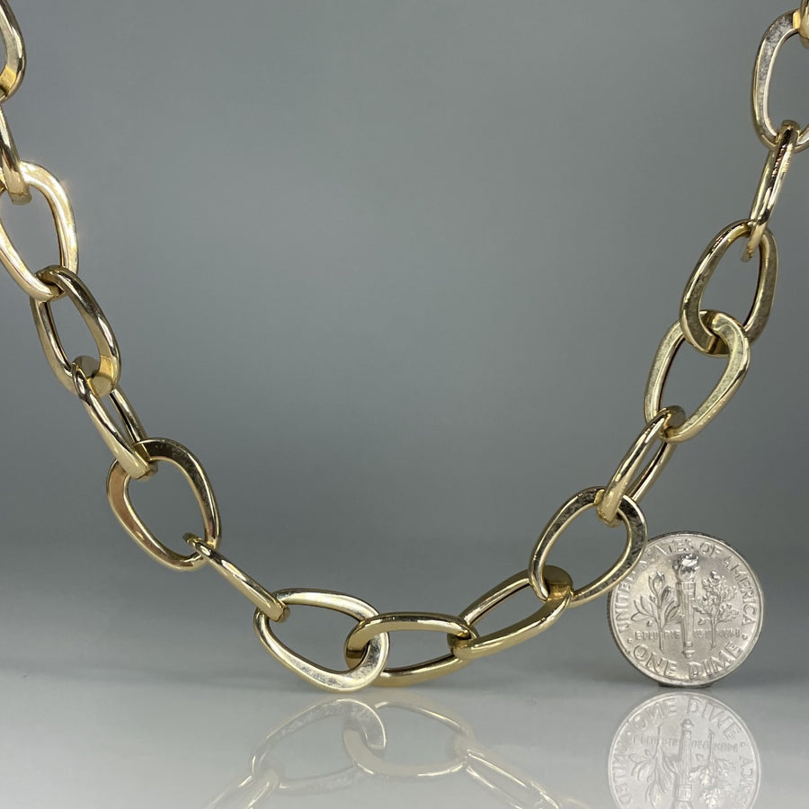 14K Yellow Gold Round Link Chain 15mm